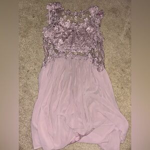 elegant mauve lace and chiffon dress